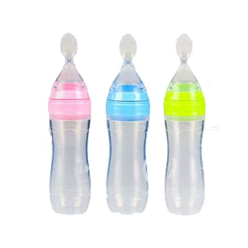 100% voedselkwaliteit siliconen lepel knijpen rijstpasta babyvoeding fles siliconen baby kinderen voeden fruit facifier lepel fles