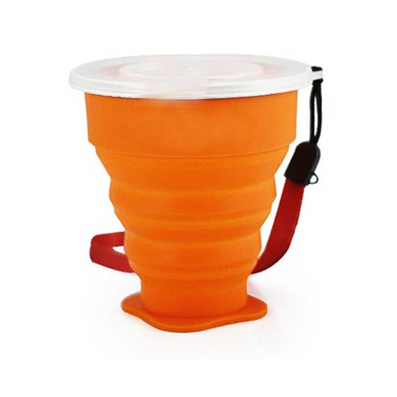 Reiskoffie camping roestvrijstalen siliconen opvouwbare cup siliconen vouwen camping cup met deksels uitbreidbaar drinkbeker voor outdoor wandelreizen